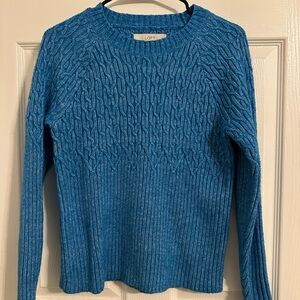 LOFT Women's Blue Cable Knit Sweater